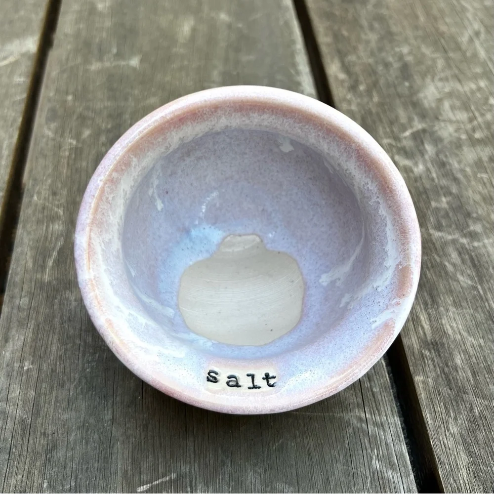 Studio Pottery Handmade Ceramic Glazed Sea Salt Cellar Dispenser Artist Signed